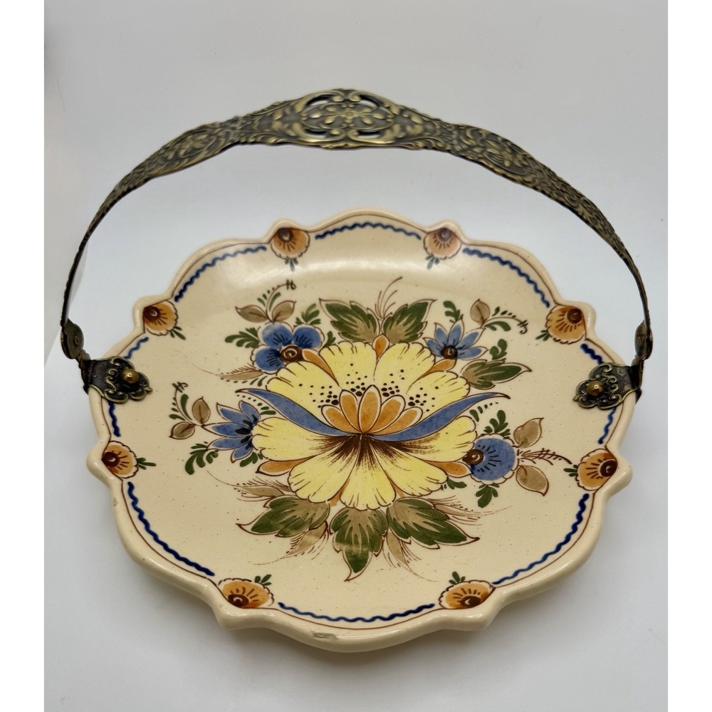 Vintage Delft Multicolor Candy Dish With Swivel Handle Koninklijke Zuid-Holland